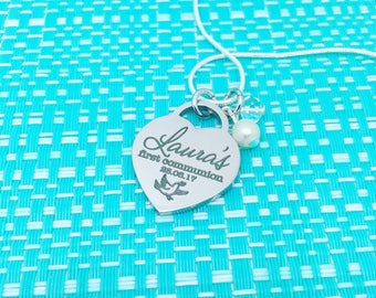 First Communion Gift, Religious Necklace, First Holy Communion, Baptism Necklace, Religious Jewelry, Personalized Locket, Gifts For Her, God
