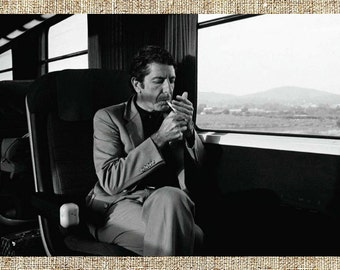 Leonard Cohen photo print, black and white photograph, music art, beautiful boho mod wall decor, gift for him