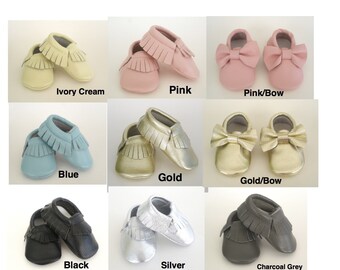 Sale...Baby Moccasins Genuine Soft Leather Baby Leather Moccasins Fringe Baby Moccs