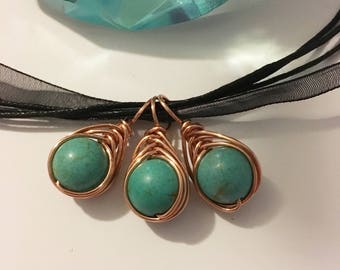 Herringbone wire wrapped necklace