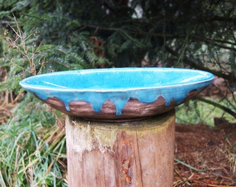 Turquoise ceramic bowl, Longitudinal bowl, Large ceramic bowl, Large dish, home decoration, turquoise bowl, large bowl, ceramic bowl