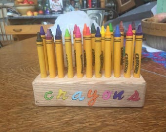Wooden crayon holder | Etsy