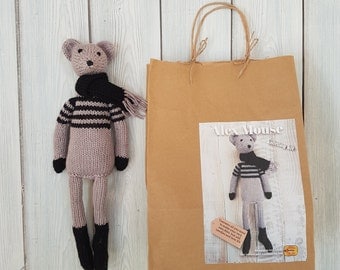 Alex Mouse Knitting Kit - Make Your Very Own Mouse - Easy To Knit Pattern