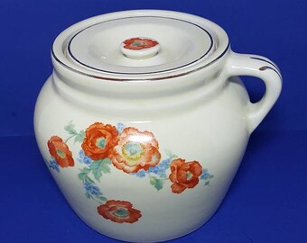 Vintage Hall China Orange Poppy New England #4 Bean Pot