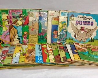 HUGE LOT of 57 Vintage Children's Story Books with 45RPM Records