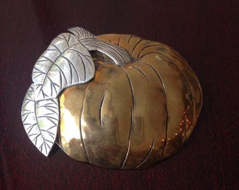 Bronze and silver PUMPKIN convertible PENDANT BROOCH