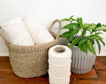 Macrame Cord 3mm x 250m/1kg, 3 Ply (3 Strand) Twisted Natural Cotton, Bulk Macrame Rope, DIY Macrame