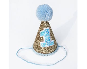 First Birthday Hat Blue | 1st Birthday | Baby birthday | photo prop smash cake hat | First Birthday party hat | Birthday photo shoot | boy