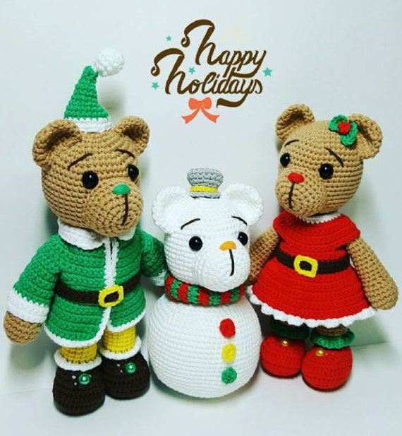 Crochet pattern christmas bears amigurumi