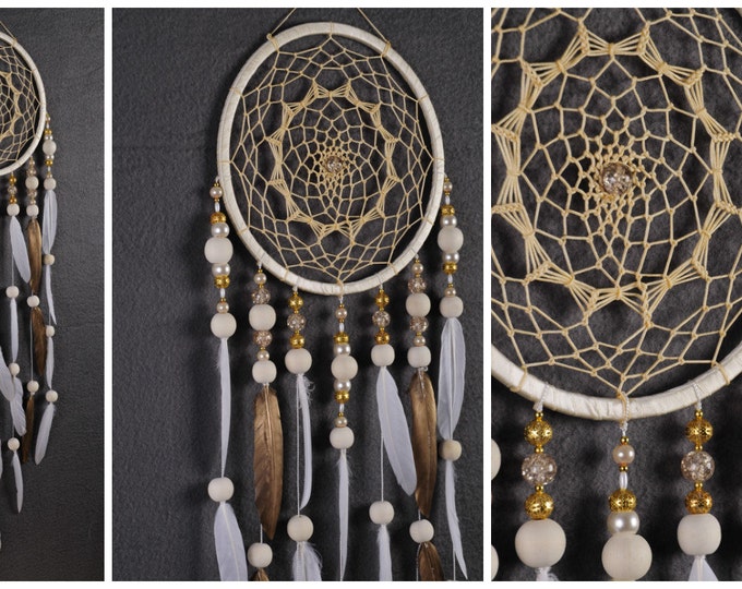 Dreamcatcher Beige Decor champagne Dream Catcher cream Dreamcatcher vanilla Dream сatcher dreamcatcher boho dreamcatcher wall decor handmade