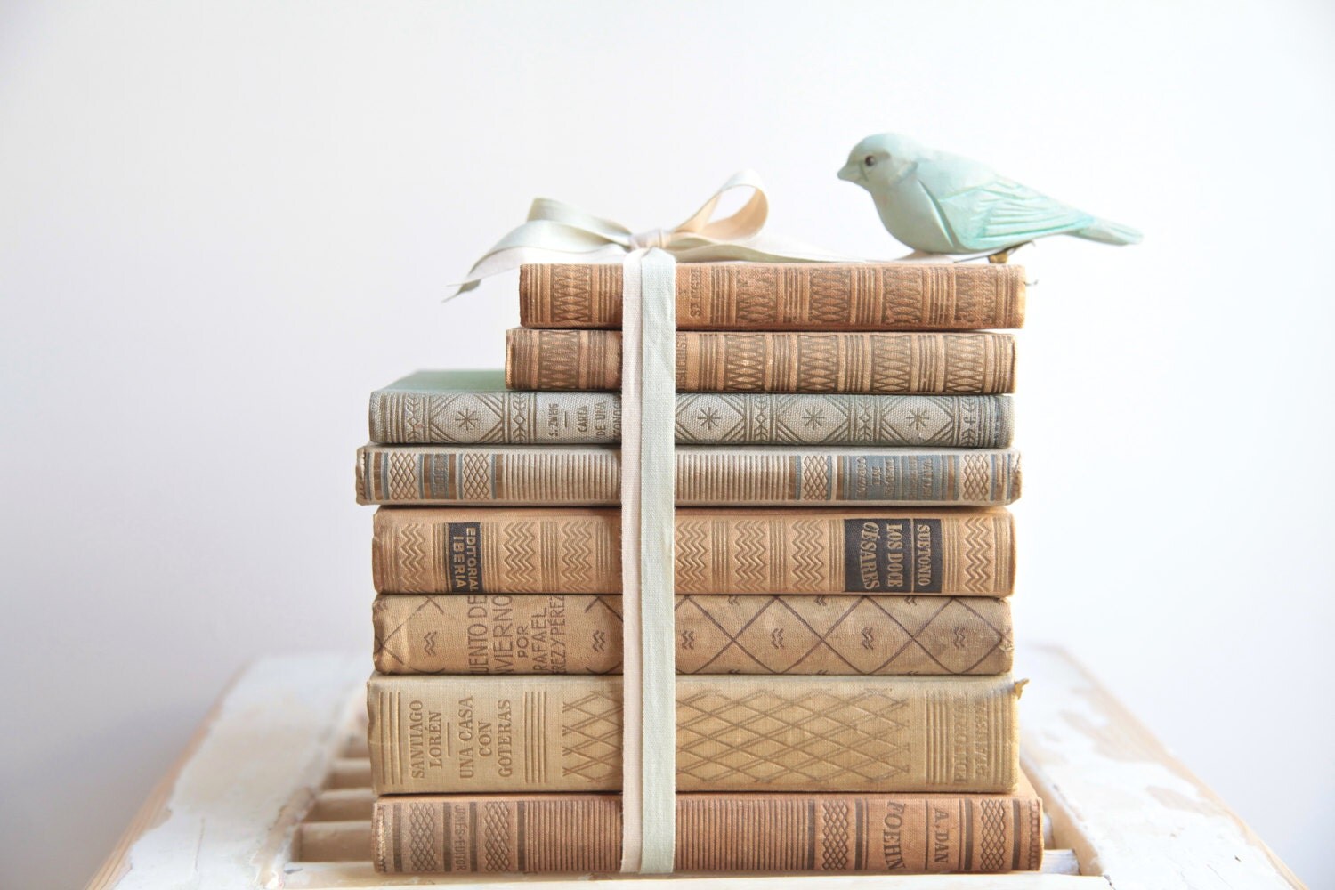 Vintage Books Set Decorative Books Pastel Colors Book Stack