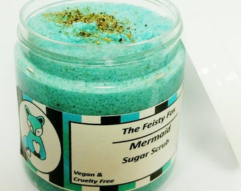 Emulsified Sugar Scrub ~ Mermaid Sugar Scrub ~ Exfolient Body Scrub ~ Pineapple, Coconut, Jasmine, Ocean Type