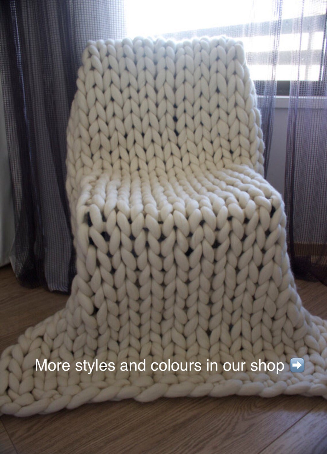 Chunky knit throw Merino wool Wool throw Chunky blanket