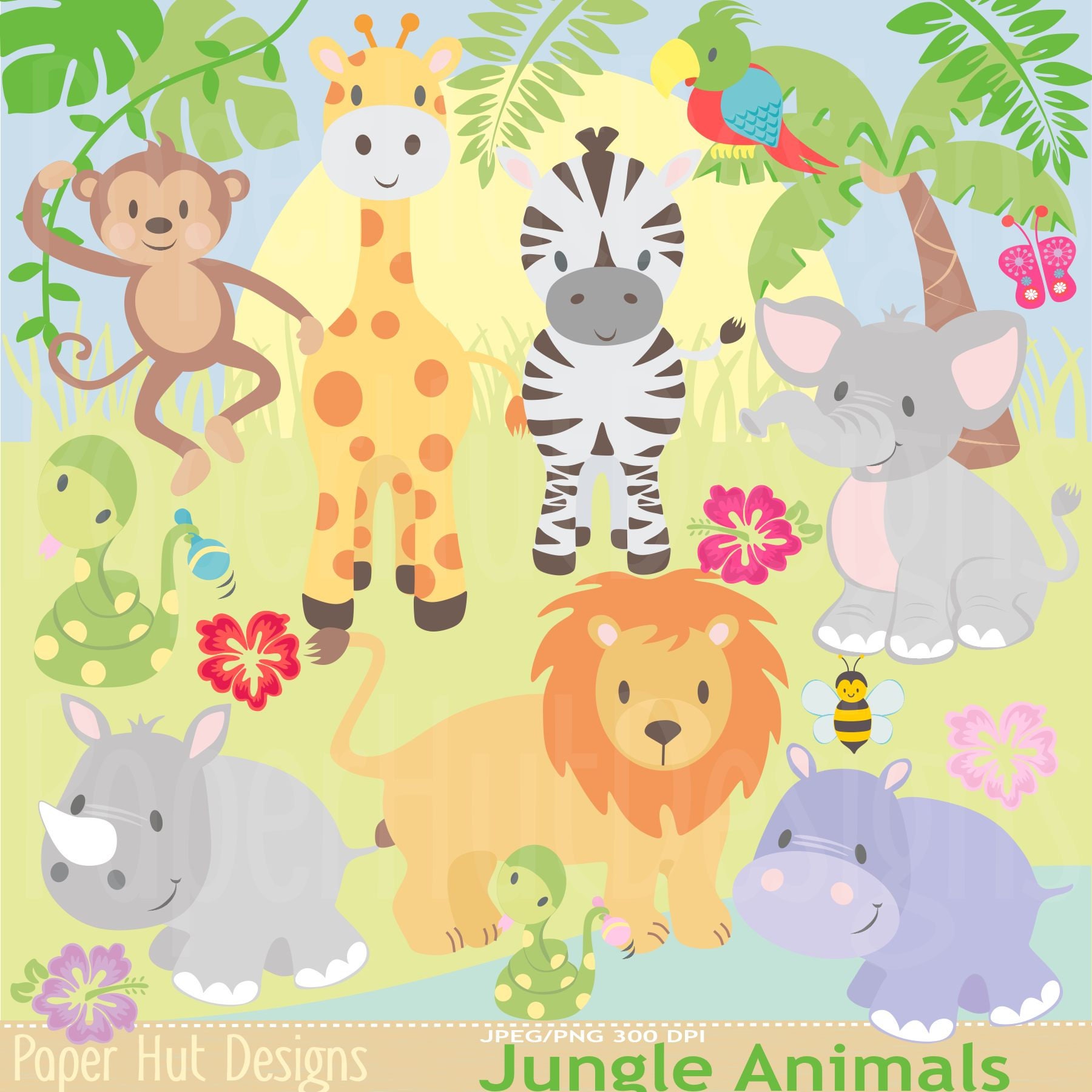 Jungle Animal Clipart-Safari Clipart-Jungle Clip Art-Zoo