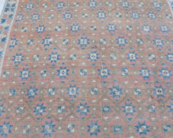 OUSHAK RUG,Vintage Anatolian Turkish Oushak Rug,Home Living Oushak Floor Rug,Vintage Handwoven Home Decor Rug195x286 cm./6'5''x9'5'' feet