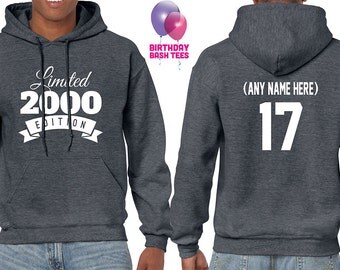 2000 Birthday Hoodie 17 Year Old Limited Edition Birthday Hoodie 17th Birthday Gift for Boyfriend Gift for Girlfriend Hoodie B-day Gift 2000