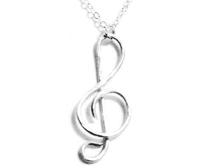 Sterling Silver Treble Clef Necklace, Music Jewelry, Musician Necklace, G Clef Necklace, Unique Birthday Gift, Gifts for Her