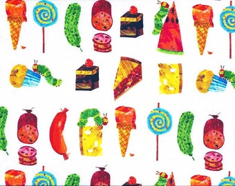 The very hungry caterpillar fabric - Childrens fabric - 100% Cotton fabric - Eric carle fabric - Quilting fabric - Fabric UK