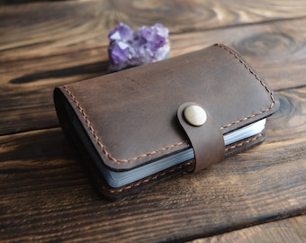 Leather Card Holder, Leather Credit Cardholder, Leather Card Case, Leather Card Wallet, Minimalist Mens Womens Case for 20 Cards