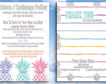 Thank You & Care Cards - 4x6 - Pineapple Design