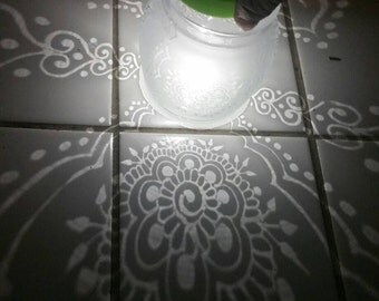 Elegant Natural Henna Etched Glass Votive. Medium. Prefect for Holiday Lighting, Wedding Centerpieces, Proposals, Meditation