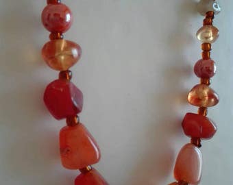 Carnelian necklace and amber, amber necklace, Carnelian necklace, gemstone necklace vintage.