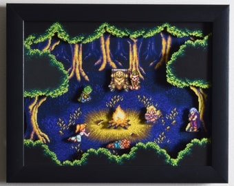 Chrono Trigger Shadow Box - "Fiona's Forest" 3D Artwork with Glass Frame