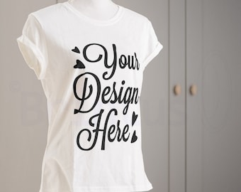 Clean simple photo mockup t-shirt mockup - Present t-shirt print - Styled photorealistic psd smart object - mock up t-shirt Show art