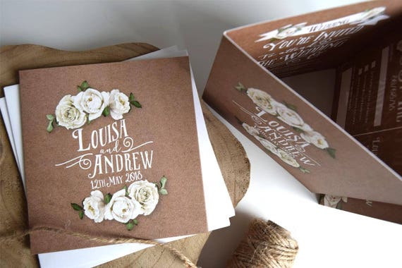 Rustic Rose Wedding Invitation Sample