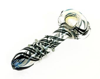 Glass Smoking Pipe Fumed Black Swirl