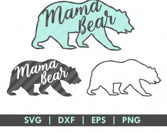 Mama Bear Silhouette SVG DXF Cut File