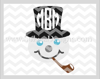 Snowman Monogram SVG, DXF, PNG Files for Cricut and Silhouette cutting machines Christmas monogram svg files, Snowman svg, Monogram svg