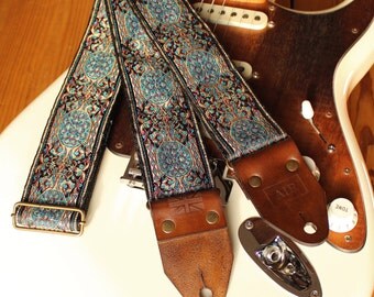 The Limited Edition "Renaissance" Air Guitar Strap, Woven, Thick Leather Ends, Personalisation, Custom Engraving and Logo Options