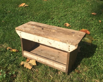 Vintage Wood Bench, Primitive Wood Bench, Handmade Bench, Farmhouse Decor, Cottage Chic, Rustic Decor, Primitive Decor