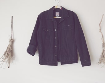 Vintage Black Denim Jacket Insulted