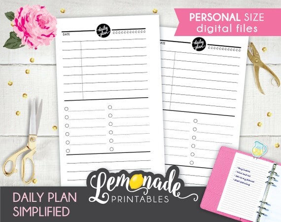 Daily Planner printable Insert Personal insert Plan your day