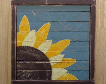 Sunflower pallet wall art Nursery decor - Reclaimed Wood - Barnwood