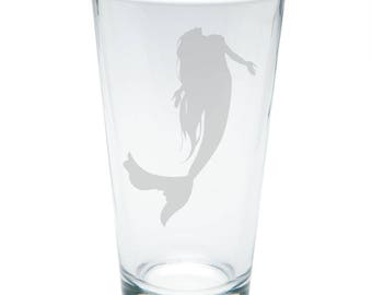 Mermaid Etched Pint Glass