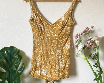 Jantzen Vintage Mustard Knit Swimsuit or Bodysuit- Medium