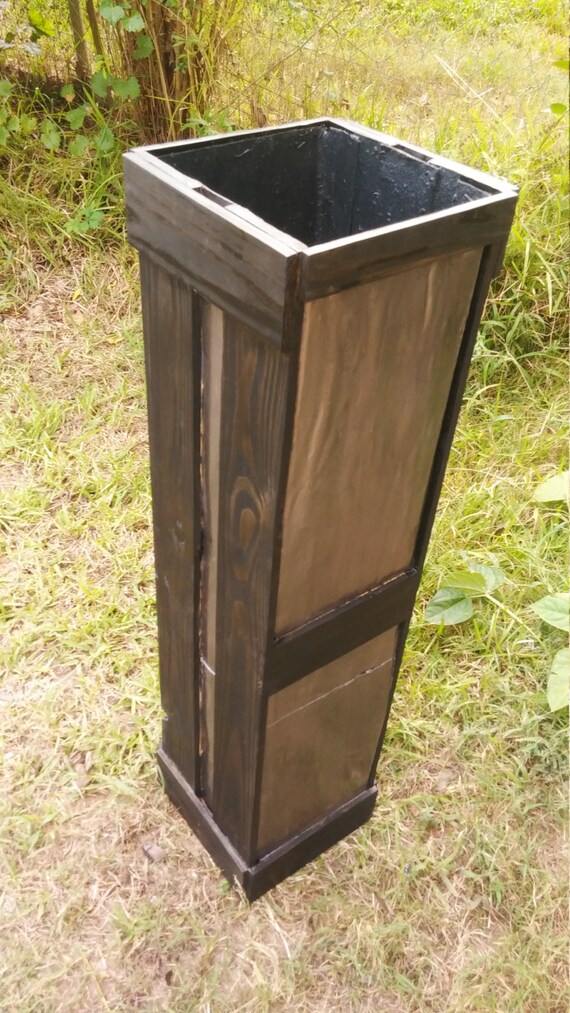 unique wooden planter box black stain