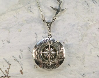 Pendentif Rose Des Vents En Argent Sterling 925 – Élégant Symbole D'Orientation 1,7 Cm