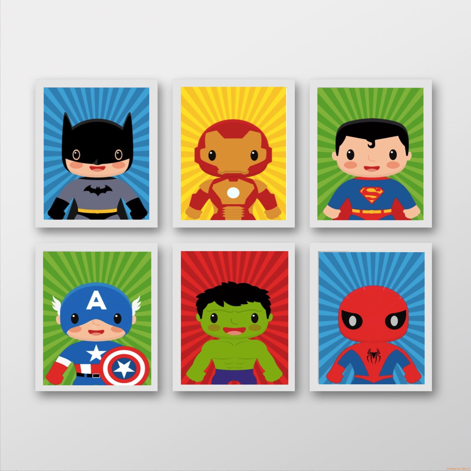 Set 6 Superhero Prints Mix And Match