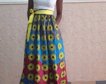 Mini Gathered Colourful Skirt with Belt