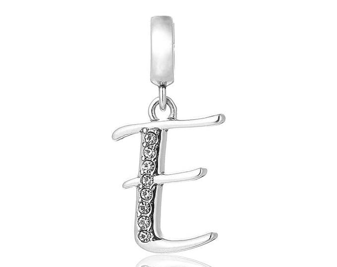 Letter E Initial Pendant Charm - 925 Sterling Silver - Personalised Gift - Gift Packaging available - Birthday Gift - Christening Gift