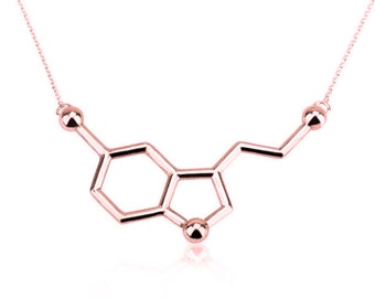 Serotonin Necklace,Sterling Silver,Serotonin,Happiness Necklace, Molecule Necklace,Chemistry Necklace,Science jewelry