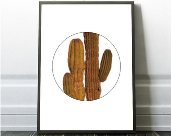 Digital Cactus Prints, minimalist Style, Instant Download Cactus, Poster Art, Circle Print, Minimalist Botanical Art, Cactus Wall Print,