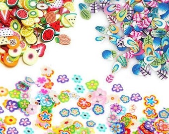 50/100 Fimo Slices/ Fruit Cane Slices, Flower Cane Slices, Feather Cane Slices/ Fimo Cane Slices/ Polymer Clay Slices/ Fimo Nail Art Decals