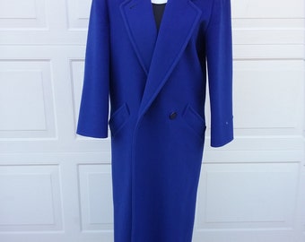 Vintage Womens Long Wool Coats, Blue Coat, Womens Winter Coats, Warm Coat, 1980s Clothing, Bohemian Blothing, Made in USA