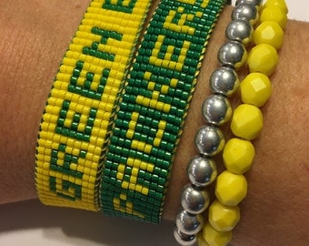 Green Bay Packers bracelet, Packers bracelet, NFL bracelet, football bracelet, Loom beaded bracelet, beaded friendship bracelet