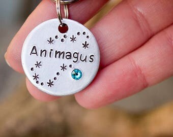 Animagus - Harry Potter - Swarovski - Personalised - Hand stamped Aluminium Pet Tag - Dog Tag - Cat Tag - Custom Pet Tag